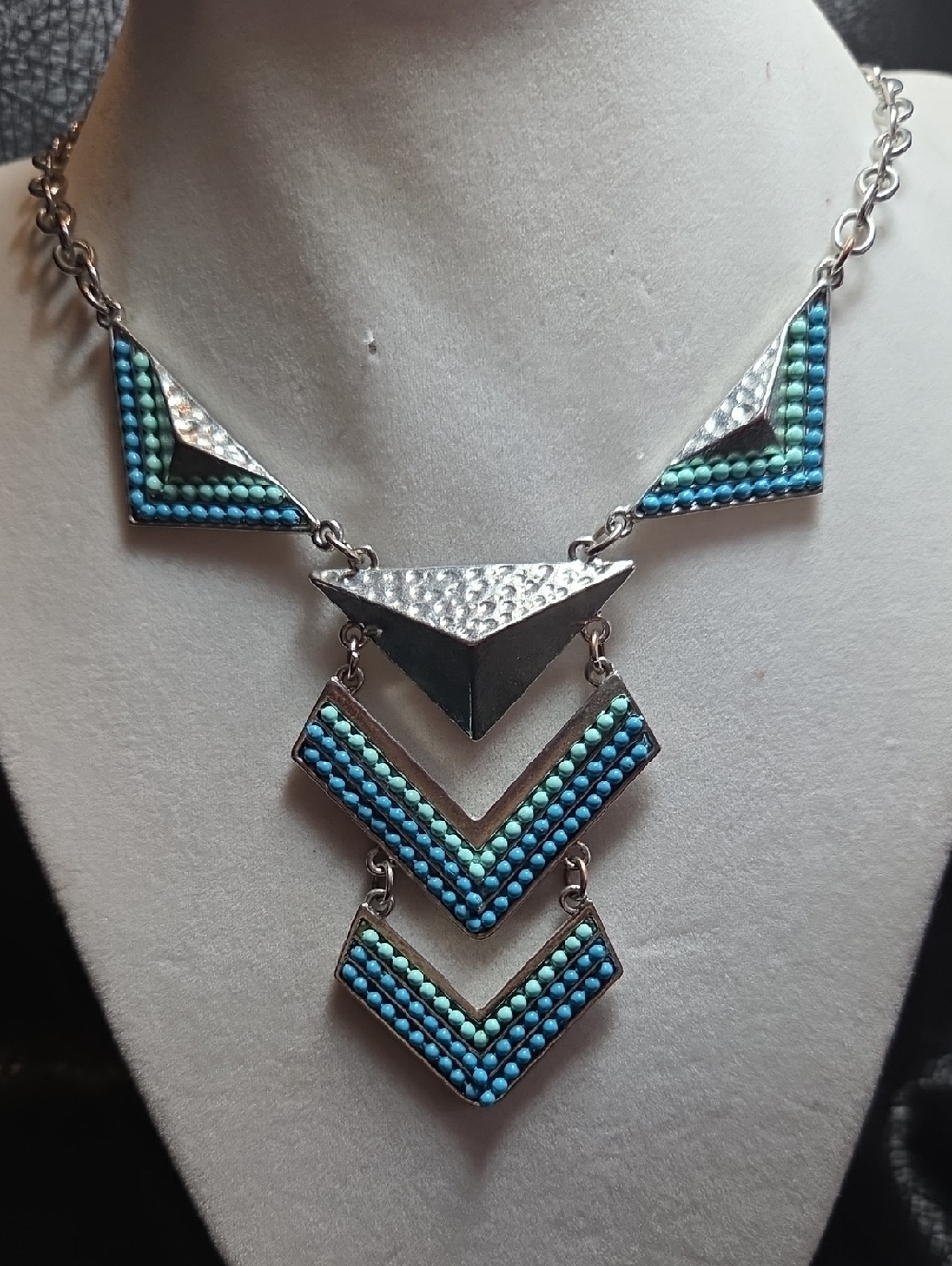 Claire's Turquoise Chevron Statement Necklace -